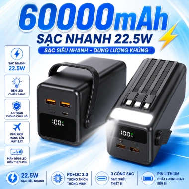 Sạc Dự Phòng Không Dây 10.000mAh Siêu Nhanh Tích Hợp Sạc Từ Cho Nhiều Điện Thoại - Giá Ưu Đãi 338.000 VND