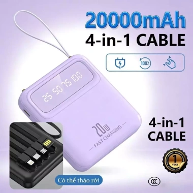 Sạc dự phòng không dây 20.000mAh - 4 cổng sạc nhanh đồng thời, di động tiện lợi, giá chỉ 115.800₫ Sạc dự phòng không dây 20.000mAh - 4 cổng sạc nhanh đồng thời, di động tiện lợi, giá chỉ 115.800₫