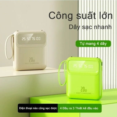 Sạc dự phòng không dây 20.000mAh - 4 cổng sạc nhanh đồng thời, di động tiện lợi, giá chỉ 115.800₫