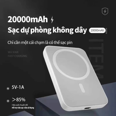 Sạc Dự Phòng Không Dây 5.000/10.000mAh Nhanh cho iPhone 12-16, hỗ trợ USB-C và Qi, Cao Cấp 3