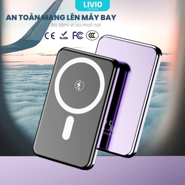 Sạc dự phòng không dây LIVIO Ultra Slim L09X 15W, vỏ nhôm, siêu mỏng, nhỏ gọn, CCC - 299k