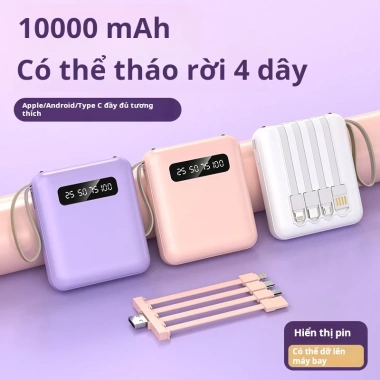 Sạc dự phòng mini 10.000mAh siêu mỏng, dây sạc nhanh, cầm tay, chỉ 278.000₫ 2