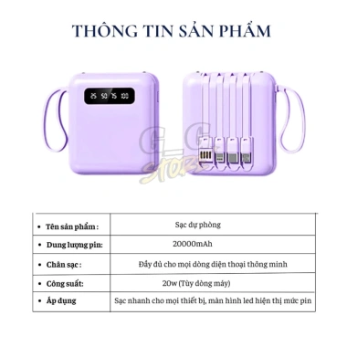 Sạc Dự Phòng Mini 20.000mAh 4 Cổng, Sạc Nhanh 30W - Giá 169k Từ GGStore