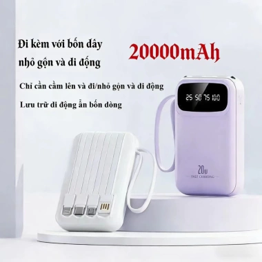 Sạc dự phòng mini 20.000mAh dung lượng lớn, thiết kế gọn nhẹ, tiện lợi - Giá 99.000đ