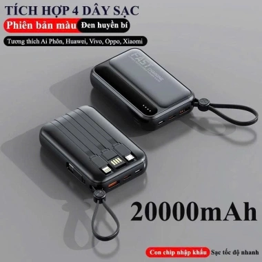 Sạc dự phòng mini 20.000mAh sạc nhanh, kèm 4 dây tiện dụng - Giá chỉ 259.000₫ 10 Sạc dự phòng mini 20.000mAh sạc nhanh, kèm 4 dây tiện dụng - Giá chỉ 259.000₫ 10