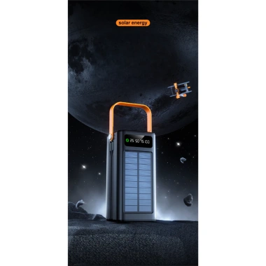 Sạc Dự Phòng Năng Lượng Mặt Trời 120W 80.000mAh, 2 Dây Sạc, Đèn LED, Tương Thích Mọi Máy 7