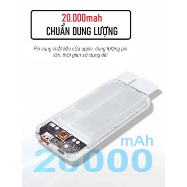 Sạc dự phòng nhanh PD22.5W 20.000mAh kèm 2 dây sạc màn hình LED hiển thị - Giá 189.000₫