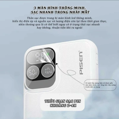 Sạc Dự Phòng PISEN 22.5W 10.000/20.000mAh, 2 Cáp, Tặng Pin AA5, Du Lịch và Máy Bay TP-D31 - Giá 560k