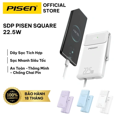 Sạc Dự Phòng PISEN 22.5W 20.000mAh + Pin AA5, Sạc Nhanh, Dây Cáp TP-D068, Dùng Máy Bay - Giá 475k