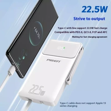Sạc Dự Phòng PISEN 22.5W 20.000mAh + Pin AA5, Sạc Nhanh, Dây Cáp TP-D068, Dùng Máy Bay - Giá 475k