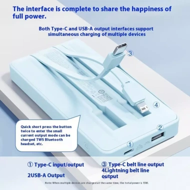 Sạc Dự Phòng PISEN 22.5W 20.000mAh + Pin AA5, Sạc Nhanh, Dây Cáp TP-D068, Dùng Máy Bay - Giá 475k
