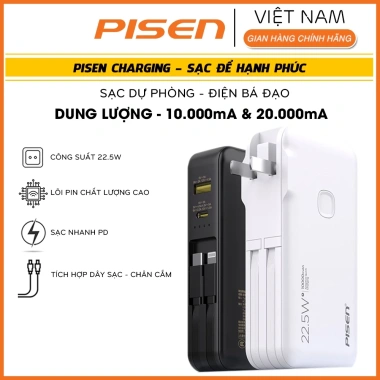 Sạc dự phòng PISEN QUICK 20-22.5W High Power - Sạc nhanh, chuẩn CCC, giá chỉ 717.000₫ 2