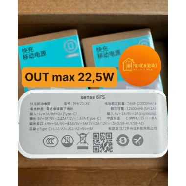 Sạc dự phòng Romoss 20.000mAh chính hãng chuẩn 3C, sạc nhanh 22.5W, hỗ trợ nhiều cổng, giá 350.000 VND 4