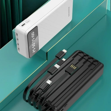 Sạc Dự Phòng Sendem P900 20.000mAh, Cáp tích hợp, LED báo phần trăm Pin, Giá 258.000 VND