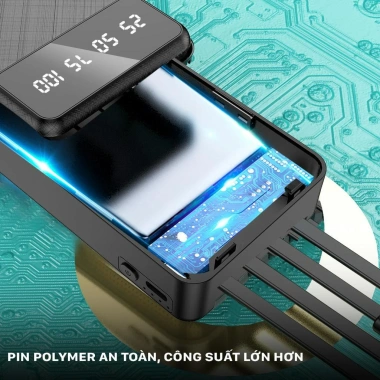 Sạc Dự Phòng Sendem P900 20.000mAh, Cáp tích hợp, LED báo phần trăm Pin, Giá 258.000 VND 7 Sạc Dự Phòng Sendem P900 20.000mAh, Cáp tích hợp, LED báo phần trăm Pin, Giá 258.000 VND 7
