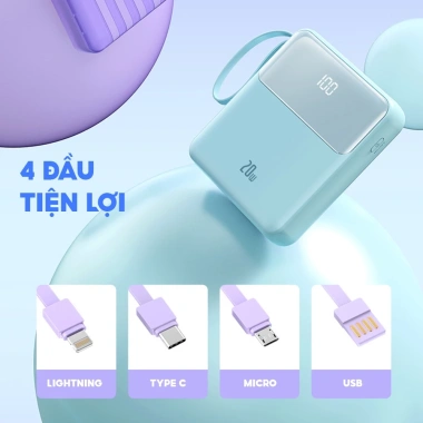 Sạc dự phòng SHIRA 10.000mAh - 3 cáp sạc nhanh, nhỏ gọn, đa năng, chỉ 289.000₫ 3