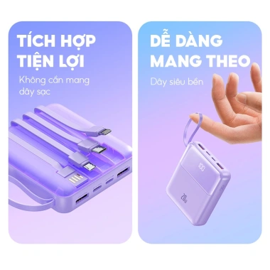 Sạc dự phòng SHIRA 10.000mAh - 3 cáp sạc nhanh, nhỏ gọn, đa năng, chỉ 289.000₫ 4