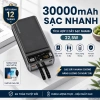 Sạc Dự Phòng Suốt 30.000mAh - Cổng Nhanh 22.5W & PD 20W, LED Đèn, Kèm 2 Đầu Sạc