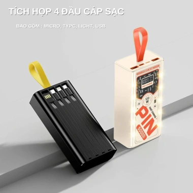 Sạc dự phòng T90 50.000mAh 120W PD nhanh, LED thông minh, 4 đầu đa năng - 316.000₫ 3 Sạc dự phòng T90 50.000mAh 120W PD nhanh, LED thông minh, 4 đầu đa năng - 316.000₫ 3
