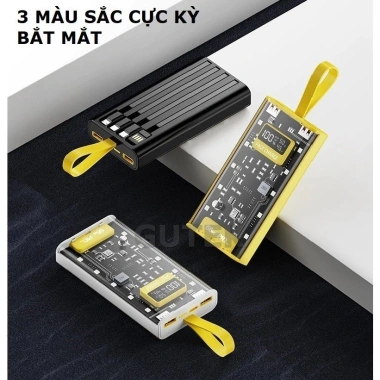 Sạc Dự Phòng Trong Suốt 30.000mAh Sạc Nhanh PD 22.5W - 4 Cáp & 10 Đèn LED, Giá 155k 4