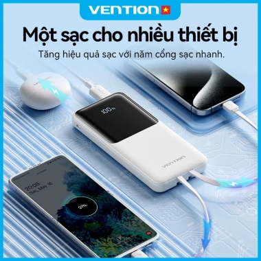Sạc Dự Phòng Vention 20.000mAh 22.5W - Có Cable Type-C, Đèn LED, Hỗ Trợ Nhiều Thiết Bị, Màn Hình Thông Minh - Giá 299.000 3