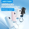 Sạc dự phòng Vention 4.800mAh LED gập, sạc nhanh 22.5W, IP16, Lightning, cho điện thoại & phụ kiện
