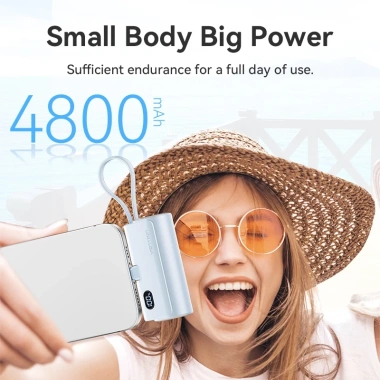 Sạc dự phòng Vention 4.800mAh LED gập, sạc nhanh 22.5W, IP16, Lightning, cho điện thoại & phụ kiện 8