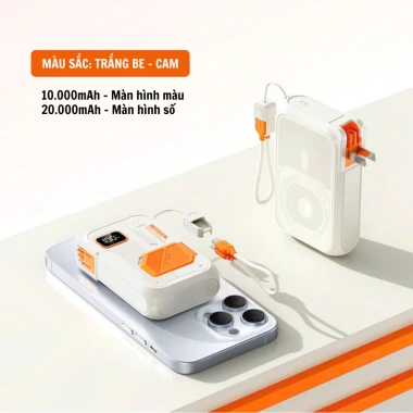 Sạc Dự Phòng VICTORY 10.000/20.000mAh - 22.5W, 15W không dây, đầu AC, 316.000 VND 10