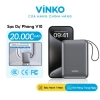 Sạc dự phòng VINKO V10 20.000mAh 22.5W tích dây Type‑C & IP, màn hình LED, hỗ trợ iPhone & Android