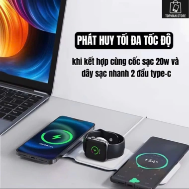 Sạc Không Dây 3in1 Chân Hút Từ 15W - Gập Gọn, Sạc Nhanh Tiện Lợi Du Lịch, Giá 163k 4