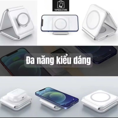 Sạc Không Dây 3in1 Chân Hút Từ 15W - Gập Gọn, Sạc Nhanh Tiện Lợi Du Lịch, Giá 163k 5