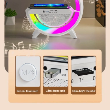 Sạc Không Dây Bluetooth G và Đèn ngủ LED RGB 265 chế độ sáng, báo thức - 30.000₫