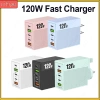 Sạc Nhanh 120W Đa Cổng 2USB+3Type‑C, 5 Cổng, EU/Mỹ/UK, Cắm Tường Du Lịch