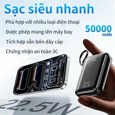 Sạc nhanh 22.5W Power Bank 50.000mAh – Thiết kế đẹp, lõi mạnh, tương thích mọi điện thoại 4