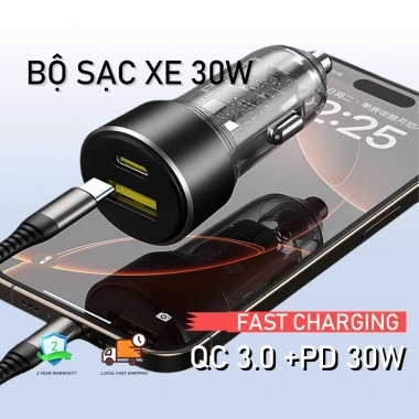 Sạc nhanh 56W USB-C & USB-A cổng kép cho xe hơi, tương thích đa dạng điện thoại - Giá 136.791₫