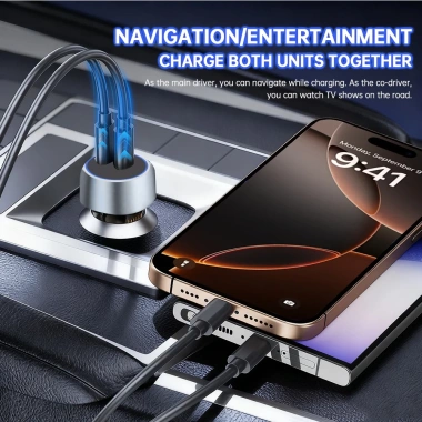 Sạc nhanh 56W USB-C & USB-A cổng kép cho xe hơi, tương thích đa dạng điện thoại - Giá 136.791₫