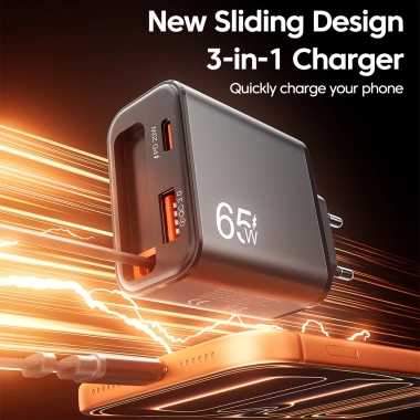 Sạc Nhanh 65W USB C QC3.0 3 trong 1 kèm Cáp Type C cho Laptop, Tablet - Giá 210.340₫