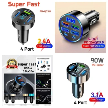 Sạc Nhanh Mini 2/4/6 Cổng PD 3.0 3.1A, Màn Hình LED, Dùng Cho Xe Ô Tô - Giá 79.199₫