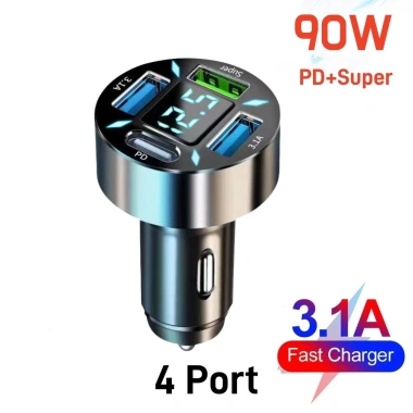 Sạc Nhanh Mini 2/4/6 Cổng PD 3.0 3.1A, Màn Hình LED, Dùng Cho Xe Ô Tô - Giá 79.199₫