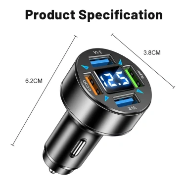 Sạc Nhanh Mini 2/4/6 Cổng PD 3.0 3.1A, Màn Hình LED, Dùng Cho Xe Ô Tô - Giá 79.199₫