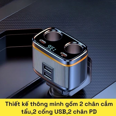 Sạc Nhanh Ô Tô C27 145W 4 trong 1 PD45W Type-C USB, Màn Hình LED, Giá 59.000 10