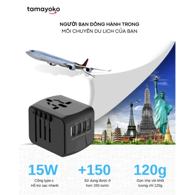 Sạc Nhanh Type-C 15W Tamayoko SL199 - Củ Sạc Đa Năng 2.000W 4 Cổng USB Du Lịch 2 Sạc Nhanh Type-C 15W Tamayoko SL199 - Củ Sạc Đa Năng 2.000W 4 Cổng USB Du Lịch 2