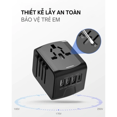 Sạc Nhanh Type-C 15W Tamayoko SL199 - Củ Sạc Đa Năng 2.000W 4 Cổng USB Du Lịch