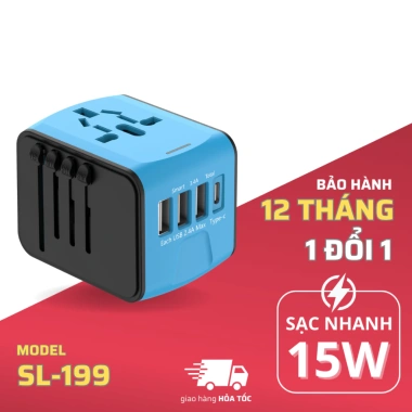 Sạc Nhanh Type-C 15W Tamayoko SL199 - Củ Sạc Đa Năng 2.000W 4 Cổng USB Du Lịch