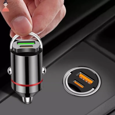 Sạc ô tô đa năng 2 cổng USB và TYPE C, phích cắm âm thanh, tương thích mọi hãng xe, giá 58.300₫