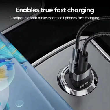 Sạc ô tô đa năng 2 cổng USB và TYPE C, phích cắm âm thanh, tương thích mọi hãng xe, giá 58.300₫