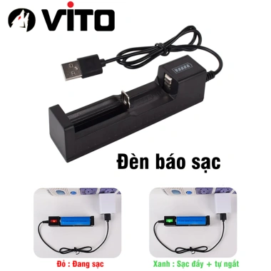 Sạc Pin 1 Cel Tự Ngắt Tiện Lợi - Hỗ Trợ 14.500/16.340/18.650/21.700/26.650, Cáp USB tích hợp, Giá 26k 7