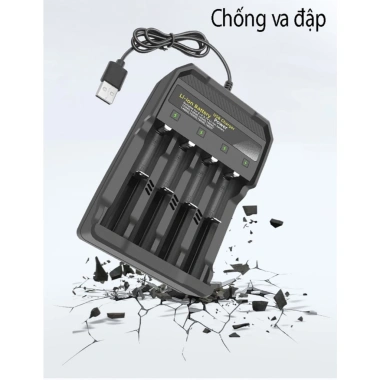 Sạc pin 18.650 4 pin 3.7-4.2V, đèn báo đầy tự ngắt, 4 cổng tự động, 29.000đ