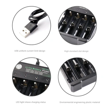 Sạc Pin 4 Khe Cao Cấp Tự Ngắt, Đèn Báo Khi Đầy - Dùng cho Pin 18.650 và AA, Giá 60.000 VND