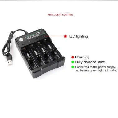Sạc Pin 4 Khe Cao Cấp Tự Ngắt, Đèn Báo Khi Đầy - Dùng cho Pin 18.650 và AA, Giá 60.000 VND